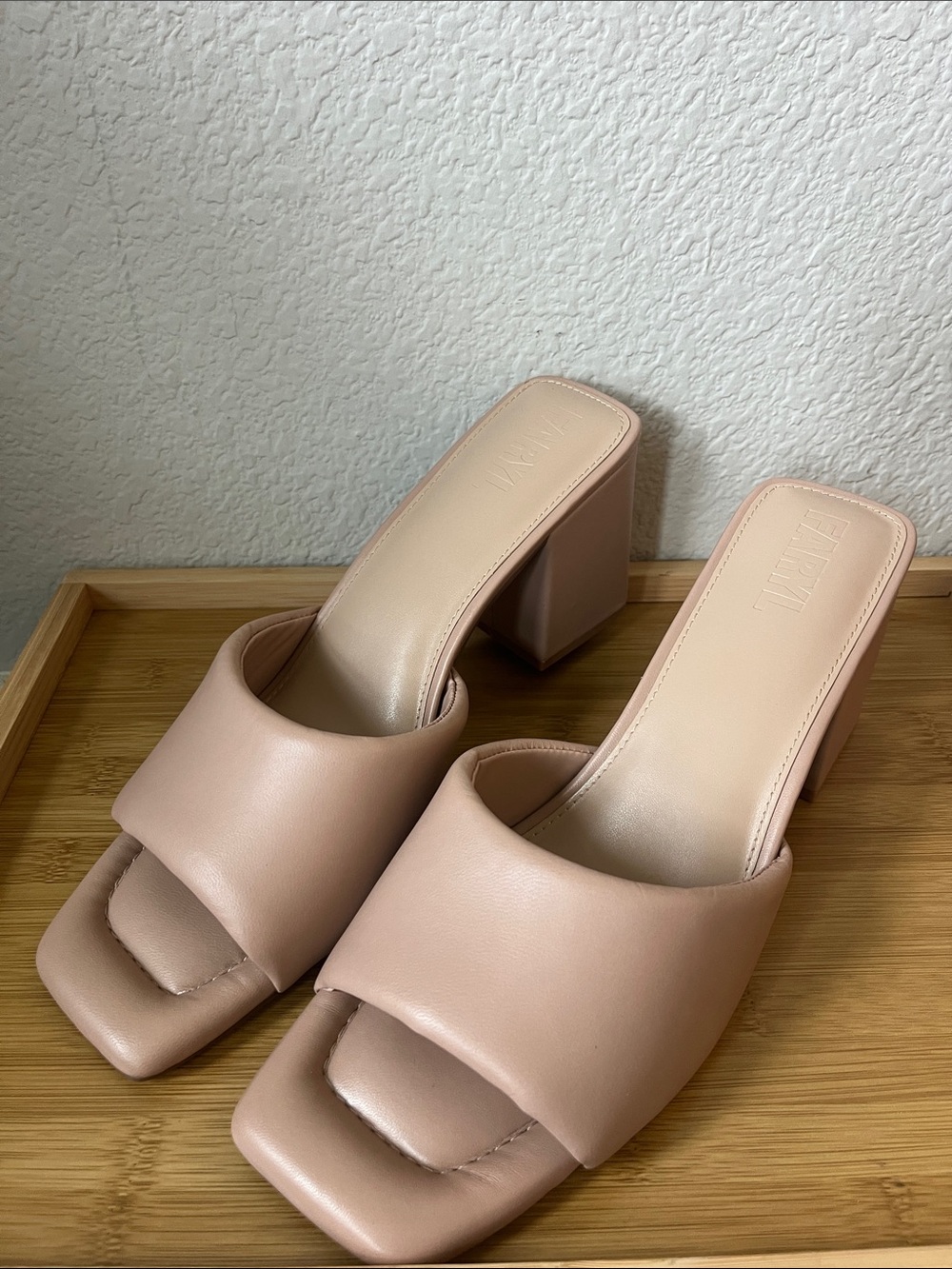 Farylrobin Zoey Nude Square-Toe Block Heel